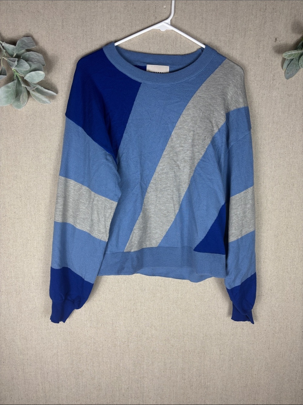 Industry > Colorblock Blue Crewneck Sweater Extra Large